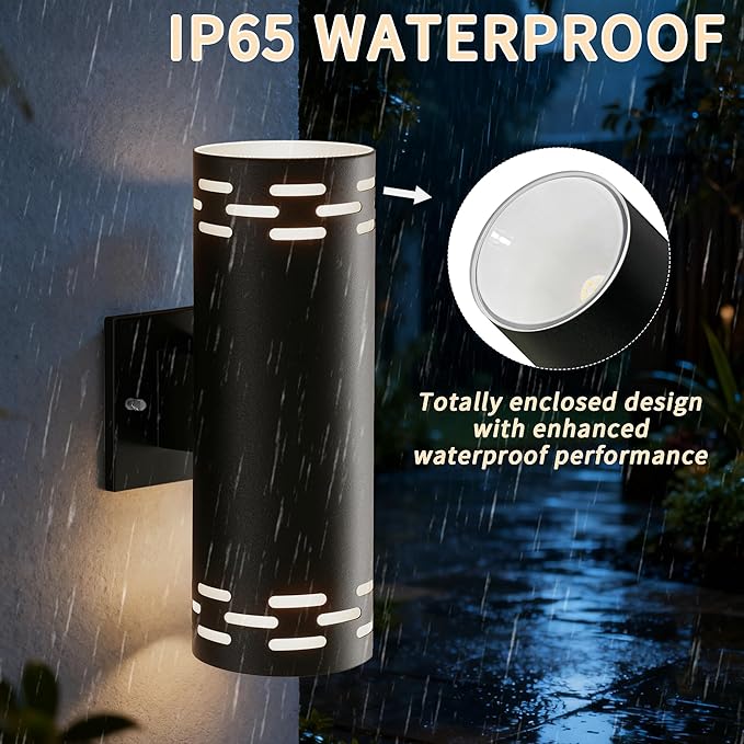 Modern Outdoor Wall Lights,Stainless Steel, 23W 3000K Integrated LED Cylinder Up Down Wall Sconce Porch Lighting IP65 Waterproof Patio Wall Light Fixture for House Porch Entryway