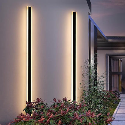 2 Pack Modern Outdoor Wall Light, 71inch LED Long Linear Wall Sconce Dimmable 3000K-6000K, IP65 Waterproof, Exterior Wall Mount Lighting for House, Porch, Patio, Yard, Garage with Remote Control