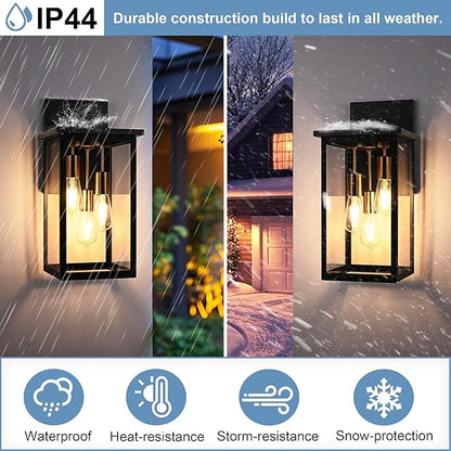 TODOLUZ 3-Light Large Outdoor Wall Light Fixture, Waterproof Exterior Porch Wall Sconce Lighting for Garage House Patio, E26 Bulb Base