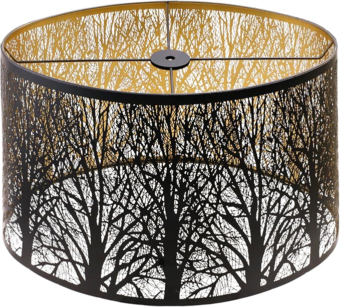 Large Lampshade Oval Etched Forest(14+8.5)×(16+10.5)×9.5"Lamp Shades Replacement for Floor Lamp, Bedside and Table Lamps