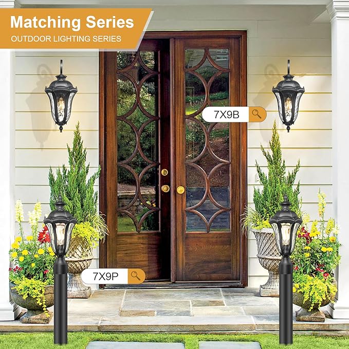 Outdoor Wall Lights for House, 26 Inch Large Modern Outdoor Wall Sconce with Water Ripple Glass, Aluminum Anti-Rust Exterior Lighting Latern for Home Garden Halway Garage Patio