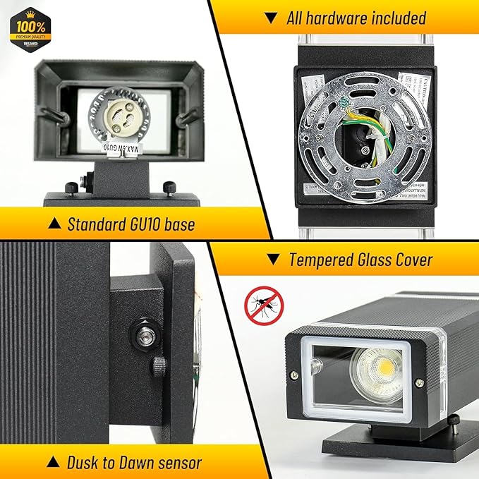 Dusk to Dawn Outdoor Wall Light Modern Up Down LED Wall Sconce, Aluminum Waterproof Exterior Lighting Fixture Porch Lights for House Patio Sensor ETL