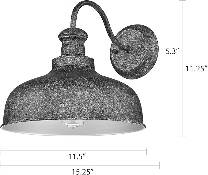 Outdoor Farmhouse Barn Light, Outside Wall Sconce, Weather Resistant Anti-Rust Farmhouse Exterior Wall Light, Outdoor Lantern Lamp for Porch, Garage, Patio, Entryway (Antique Black, 2 Pack)