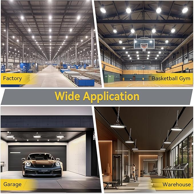 hunhun 10 Pack ETL 155W UFO LED High Bay Light, 22500lm, Daylight 5000K, US Plug,110-277V, IP65 Waterproof Commercial LED Shop Lights for Workshop Factory Barn Warehouse, Garage ETL Listed