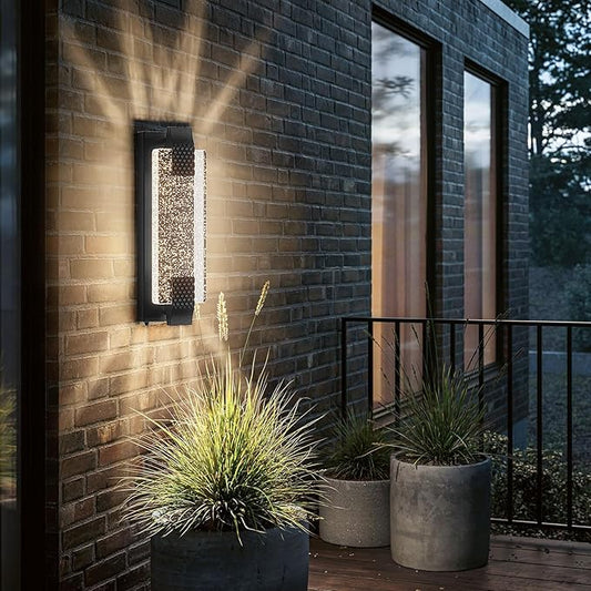camuucci Dusk to Dawn Outdoor Light,15.7 Inches LED Porch Lights Outdoor Waterproof Modern Outside Sconce Wall Mount for Doorway Hallway Porch Patio Yard Doorway Black