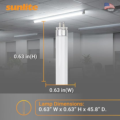 Sunlite 30340 F28T5/841 4 Foot T5 Linear Fluorescent Lamp, 28 Watts, 2500 Lumens, 4100K Cool White, Miniature G5 Bi-Pin Base, ROHS Compliant, High Performance Straight Tube, 40 Pack