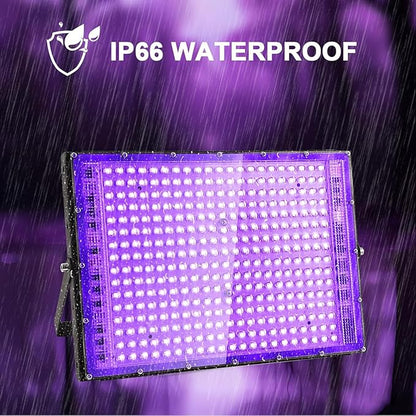 4 Pack 300W Black Lights, Blacklight Flood Light with Plug and Switch,for Glow Party, Black Light Party, Halloween, Body Paint, Neon Glow, Stage Lighting, Fluorescent Poster
