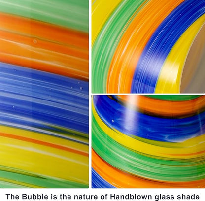 Glass Pendant Lamp Shade 4.72" Rainbow Art Glass chandeliers Cover Mini Oval Light Shade Replacement Shade Only Light Fixtures for Kitchen Island Dining Room,Living,Foyer,Hallway, Entry 1-Pack