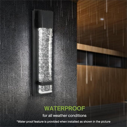 ASD LED 18" Bubble Glass Wall Light Fixture, Outdoor Dusk to Dawn Sconce | 3CCT, Waterproof, Photocell, ETL Listed | 12W 500LM 3000-5000K 120V | Exterior Lantern, Porch Lighting | Black