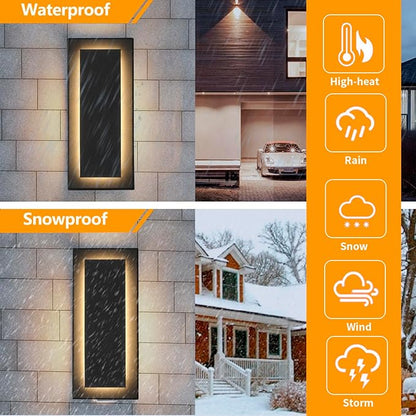 11.8’’ Modern Exterior Lighting Fixtures,2 Pcs Led Outdoor Wall Lights,Waterproof Exterior Sconce Light for Porch,Front Door,Patio,3000K Warm White 9W Square Outdoor House Lights Wall Mount