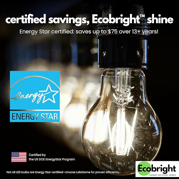 EcoBright 12PK Dimmable A19 LED Filament Bulb 40W Equivalent 5W E26 Base 450 Lumens CRI90 Flicker Free Clear Glass Energy Star Daylight 5000K for Lamps Ceiling Fixtures and Indoor Lighting