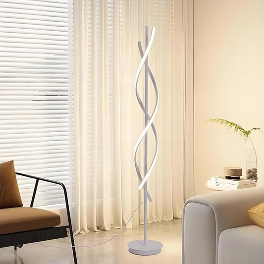NKU Unique Spiral Floor Lamp 3 Color Dimmable with Remote, 63in Modern Creative White Standing Tall Lamp for Living Room Bedroom Office