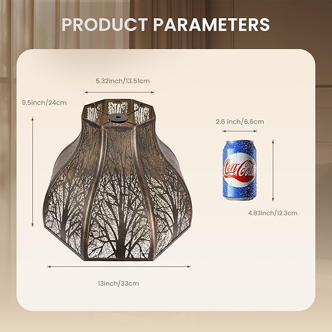 Metal Antique Bronze lamp shades for floor lamps for bedroom or living room, 8-petal lotus lamp shape drum lamp shades, corner floor fan lamp with spider fitter (5.32" top x 13" bottom x 9.5" high)