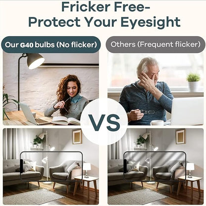 Leools G40 LED Light Bulb 4W Dimmable Flick-Free Matt White 4000K Daylight CRI95 480LM, 40-60W Equivalent Vintage LED Edison Globe Light Bulb,E26 Standard Base, 2Pack
