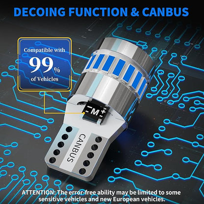 Yorkim 194 LED Bulb 6300K Blue, 168 2825 W5W T10 LED Light Bulb Error Free for License Plate, Dome, Map, Courtesy, Side Marker Lights, Pack of 2