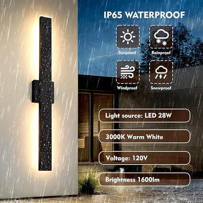 Black Long Outdoor Wall Lights Modern Exterior Lighting Fixtures 31.5 Inch Outdoor Wall Sconce LED 3000K IP65 Waterproof Wall Mount Outside Lights for House Garage Front Door Patio 1Pack