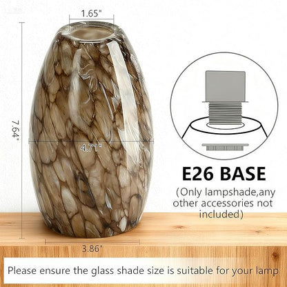 Glass Pendant Light Shade, Oval Glass Lamp Covers for Kitchen Island, Pendant Light Fixtures Replacement, Brown Hanging Ceiling Chandelier Shade Replacement 7.64x4.71" with 1.65" Fitter, 3 Pack