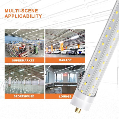 8ft LED Bulbs, 8 Foot LED Shop Light Bulb 72W 6000K 10000lm, Super Bright,T8 T10 T12 V Shape FA8 Lights, Clear Cover, F96T12 Bulbs to Replace Fluorescent Light Bulbs(Pack of 12)