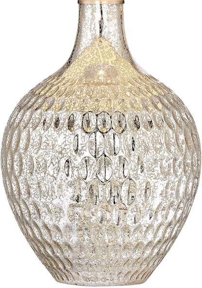 360 Lighting Waylon Modern 3-Way Table Lamp 28" Tall with Table Top Dimmer Mercury Glass Dimpled Textured Off White Drum Shade for Bedroom Living Room House Home Bedside Nightstand