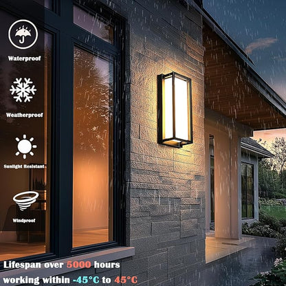LED RGBCW Outdoor Wall Light Fixtures, 2 Pack Modern Wall Sconces, Color Changing Smart Exterior Lights, IP65 Waterproof Outdoor Porch Lights for House Front Door Garage