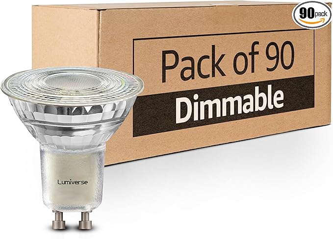 Lumiverse 90 Pack GU10 LED Bulbs, Dimmable, 5000K Daylight White, 5.5W 500lm [50W Equivalent], Par16 Led Bulbs for Track Lighting, 40° Beam Angle, ampoule led, UL Listed