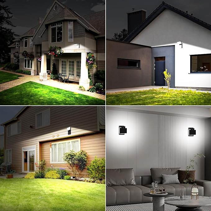 ledmo 60W LED Outdoor Wall Light 360° Rotatable Head with 180° Tilt Modern Commercial Security Lights Exterior Rotate Freely Patio Lighting 5000k IP66 for Porch/Yard/Garage，8 Pack
