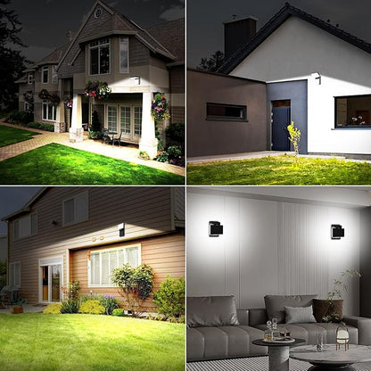 ledmo 60W LED Outdoor Wall Light 360° Rotatable Head with 180° Tilt Modern Commercial Security Lights Exterior Rotate Freely Patio Lighting 5000k IP66 for Porch/Yard/Garage，8 Pack