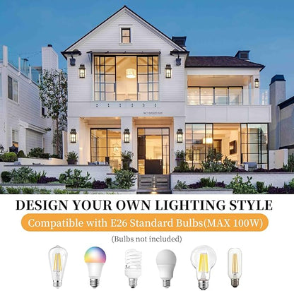 14 '' Outdoor Lights for House 2 Packs, Black Exterior Light Fixtures Porch Light Wall Mount, Waterproof Sconce Lights Outside, Modern Outdoor Lighting Wall Lanterns for House Garage Patio Front Door