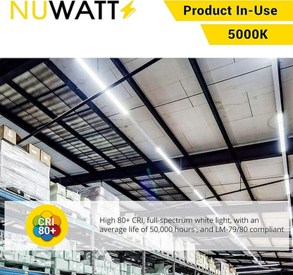 NUWATT T8 LED 8 FT Tube Frosted Lens (15 Pack) 42W 5500 Lumens 5000k, 120-277V; Double Pins, Breaks Down into 2-4 FT Fixtures, (15 Pack)