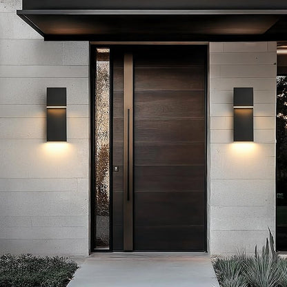 Modern Large Outdoor Wall Lights Integrated LED Outdoor Wall Sconces Lighting, Contemporary Exterior Lighting Fixtures Outside Wall Mount Lights for House Porch Front Door Garage, Matte Black 2 Pack