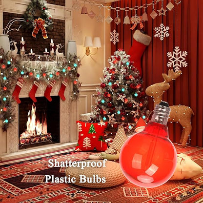 24Pack G40 Christmas LED String Lights Bulbs, E12 Screw Base Shatterproof Red & Green Bulbs for Outdoor Holiday Decor 120V 0.6W Dimmable Equivalent to 7W, Christmas Tree & Patio Lighting