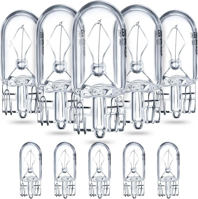 Honoson 1/4 Wedge Base 12V 5W Bulb Clear Krypton Light Bulb for Landscape, RV and Cabinet Lighting (10 Pieces)