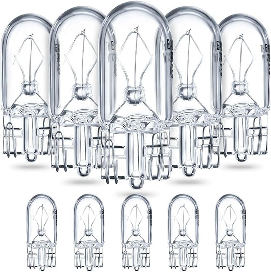 Honoson 1/4 Wedge Base 12V 5W Bulb Clear Krypton Light Bulb for Landscape, RV and Cabinet Lighting (10 Pieces)