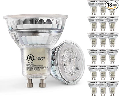 MASTERY MART GU10 LED Light Bulbs 4.5W Spotlight Bulb, UL Listed, Energy Star Certified, 5000K Soft White, Dimmable, 18 Count (Pack of 1)