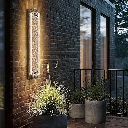 camuucci Dusk to Dawn Outdoor Light, 31.1 Inch LED Porch Lights Outdoor Waterproof Modern Outside Sconce Wall Mount for Doorway Hallway Porch Patio Yard Doorway Bronze