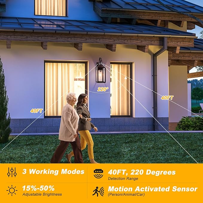 Large Motion Sensor Outdoor Wall Light 20" - Oil Rubbed Bronze Dusk to Dawn Outdoor Lighting, Modern Wall Mount Light Fixture, Brown Porch Light Fixture for Outside House Garage, 3 Modes