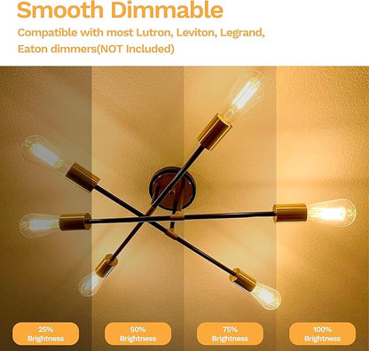 Edison Bulbs E26 Medium Base 2700K Soft White, 750LM ST58 Vintage LED Filament Bulb Clear Glass, Equivalent 75W Dimmable Lights Bulb 90+ CRI for Chandeliers, Pendants, Wall Sconces, 3 Pack