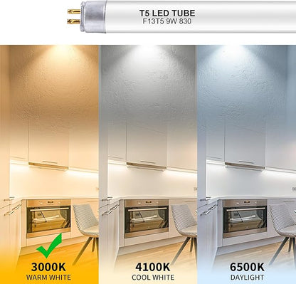 8 Pack 21 Inch F13T5/WW LED Replacement Bulbs, 3000K Warm White, T5 LED 9 Watts Replace Fluorescent Bulb with LED, Replacement Tube for Counter and Cabinet Fixture