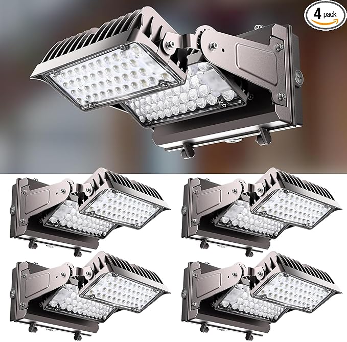 Lightdot 250W LED Wall Pack Lights, 360° Adjustable Panel with Dusk to Dawn Photocell, 37500Lm 5000K Daylight, IP65 Waterproof & Advanced Heat Dissipation Outdoor Security Lighting(Height:20~35ft)
