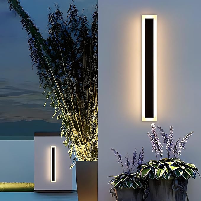 Mikeru 2Pack 39.3inch Modern Outdoor Exterior Wall Light, 3000k/4500k/6000k 3 Colors Switchable Large Outdoor Fixture Wall Mount, Ip65 Waterproof Modern Long Porch Light, Hardwired (Width: 5.5inch)