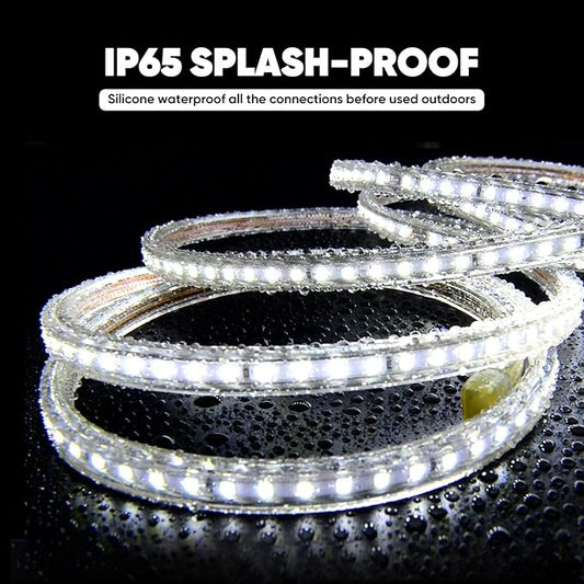 Shine Decor LED Strip Light 50FT 120VAC, Super Bright 6337 Lumens Dimmable, IP65 Waterproof for Outdoor Indoor, 6500K Cool White Every 1.6ft Cuttable Proselect Lighting Strip, 6x10mm ETL Listed