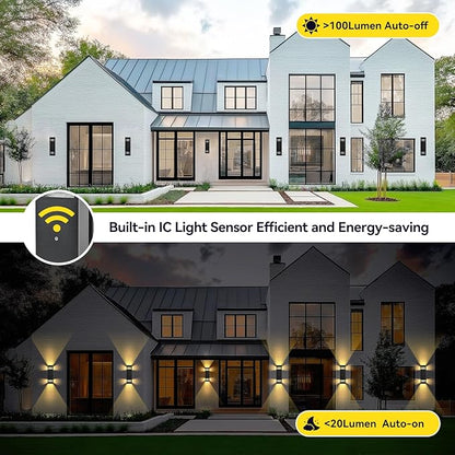 Dusk to Dawn Outdoor Wall Light 2 Pack, Modern Exterior Lighting Fixtures for House, Black Outdoor Sconce Lights with LED Bulbs, Up Down Lights, Outside Garage Lights for House, Porch, Door