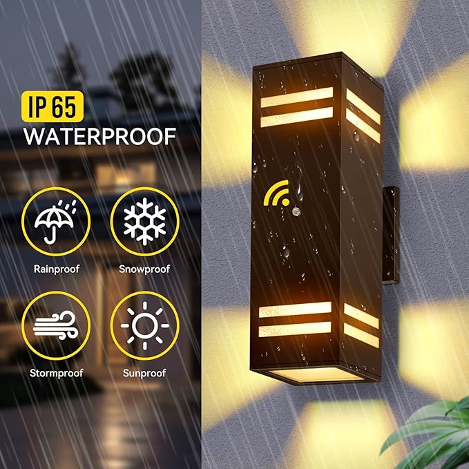 2-Pack Bronze Dusk to Dawn Outdoor Lights, Wall Light Wtih LED Bulbs, Modern Up Down Lights Outdoor, IP65 Waterproof Exterior Lighting Fixtures, Outside Lights for House for Porch, Garage