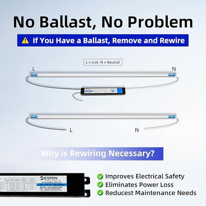 hykolity 20 Pack 4FT LED T8 Ballast Bypass Type B Light Tube, 18W, 2400lm for Single-Ended & Dual-Ended Connection, 5000K, Frosted Lens, T8 T10 T12 Tube Light for G13, 120-277V, UL Listed