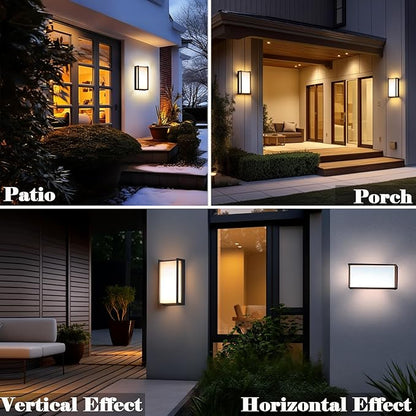Modern Outdoor Light Fixtures, IP65 Waterproof Front Porch Light fixtures, 3-Color Temperature Wall Sconce, 18W Outdoor Wall Lights for House Front Door Garage Walkway Backyard Garden