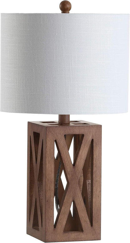 JONATHAN Y JYL1062A Stewart 21.5" Wood LED Table Lamp Industrial French Country Rustic Bedside Desk Nightstand Lamp for Bedroom Living Room Office College Bookcase LED Bulb Included, Brown