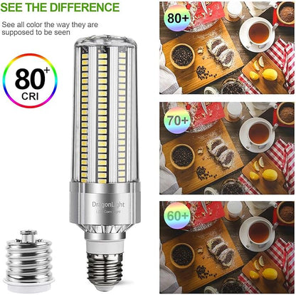 DragonLight 60W Corn LED Light Bulb (200 Watt Metal Halide/HID/HPS Replacement) E26/E39 Large Mogul Base LED Lamp 3000K Warm White 7,200LM