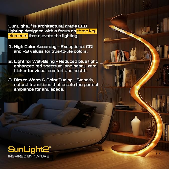 SunLight2® Premium Edition | MR16 LED Bulb 7W | 12V AC | 3000K to 1800K Dim to Warm | CRI 97+ | 36° Beam Angle GU5.3 Spotlight | White Finish | 4 Pack | Energy Efficient Flicker Free