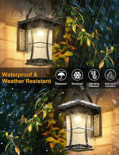 18" H Extra Large Outdoor Wall Sconce Black Large Exterior Wall Lantern Outside House Lamps Waterproof Mission Light Fixtures with Clear Seeded Glass, Perfect for Villa Porch Garage Coach Light