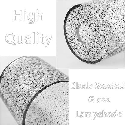 1 Pack Black Seeded Glass Lampshade, Cylinder Black Seeded Glass Lamp Shade with 1-5/8" Fitter, 4.72" Lampshade Replacement for Table Lamps, Wall Sconces